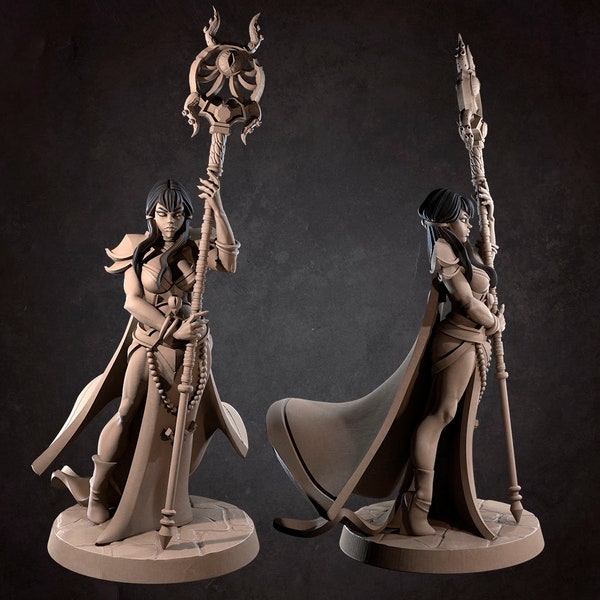 Luna Human Female Priestess, Cleric, Sorcerer, Mage, Wizard , Bite the Bullet , Tabletop RPG , DnD , Pathfinder , 3D Printed Miniatures