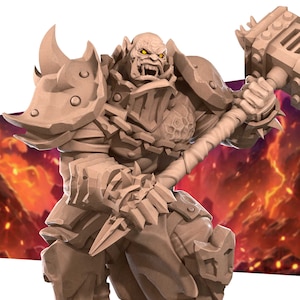 Fulton the Orc Warlord, 3D Printed miniature for Tabletop RPGs Dungeons and Dragons, Pathfinder, Wargaming