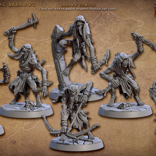 Ghouls, Zombies, Undead Minis, Artisan Guild , Tabletop RPG , DnD , Pathfinder , 3D Printed Miniatures