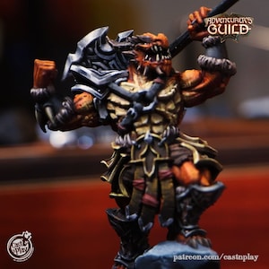 Male Dragonborn Barbarian , Cast n Play , Tabletop RPG , DnD , Pathfinder , 3D Printed Miniatures
