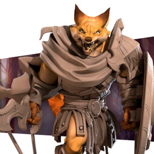 Male Foxfolk Warrior, Fighter, Paladin, Barbarian , Bite the Bullet , Tabletop RPG , DnD , Pathfinder , 3D Printed Miniatures |