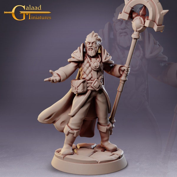 Human Male Wizard, Warlock, Sorcerer, Mage , Galaad Miniatures , Tabletop RPG , DnD , Pathfinder , 3D Printed Miniatures