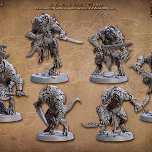 Dragonborn, Draconian Shock Troops  (Winged Version) Artisan Guild , Tabletop RPG , DnD , Pathfinder , 3D Printed Miniatures |