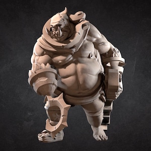 Blacksmith Ogre ,  Bite the Bullet , Tabletop RPG , DnD , Pathfinder , 3D Printed Miniatures