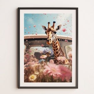 Happy Giraffe Poster | Funny and heartwarming animal photo | Animal Happy Head | Safari-inspired wall art | Instant Download