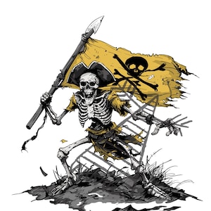 Skeleton Pirate SVG | Skull and Crossbones Illustration PNG, PSD | Haunted Pirate High-Quality Artwork for Crafts and Projects