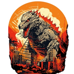 Godzilla Monster Attack SVG | PNG, PSD Digital File | High-Quality Artwork for Crafts and Projects