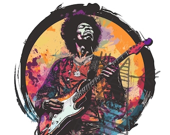 Jimi Hendrix Guitar SVG, Rock Star PNG, PSD Digital File | Music High-Quality Artwork for Crafts and Projects
