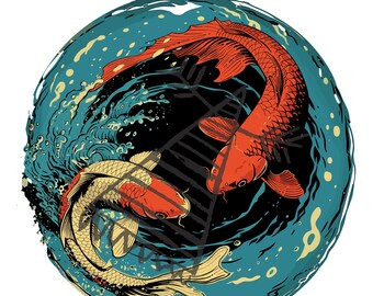 Elegant Koi Fish Art: Harmony SVG, PNG, PSD (Digital File)