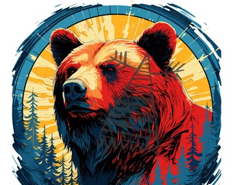 ビールを飲むクマのPNG：キャンプをするお父さんのクリップアート