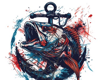 Anchor Fish SVG: Lucky Fishing Design (Digital File)