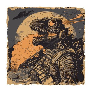 Crazy Godzilla SVG | Pilot Vintage Design PNG, PSD Digital File | High-Quality Artwork for Crafts and Projects