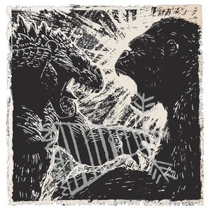 Godzilla versus King Kong SVG | PNG, PSD Digital File | High-Quality Artwork for Crafts and Projects
