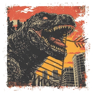 Crazy Godzilla Attack SVG | PNG, PSD Digital File | High-Quality Artwork for Crafts and Projects