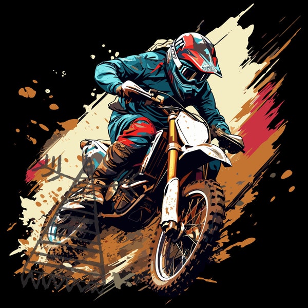 Motorcrosser SVG | Crossmotor PNG | Ontwerp voor T-shirts | Sticker, uitnodigingen, posters, afdrukbaar bestand als png, jpg, svg, psd