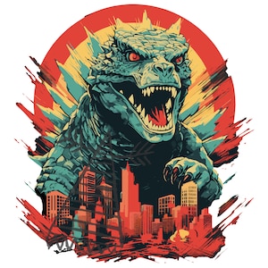 Godzilla Angriff SVG | PNG, PSD Digitale Datei | Hochwertige Kunstwerke für Kunsthandwerk und Projekte