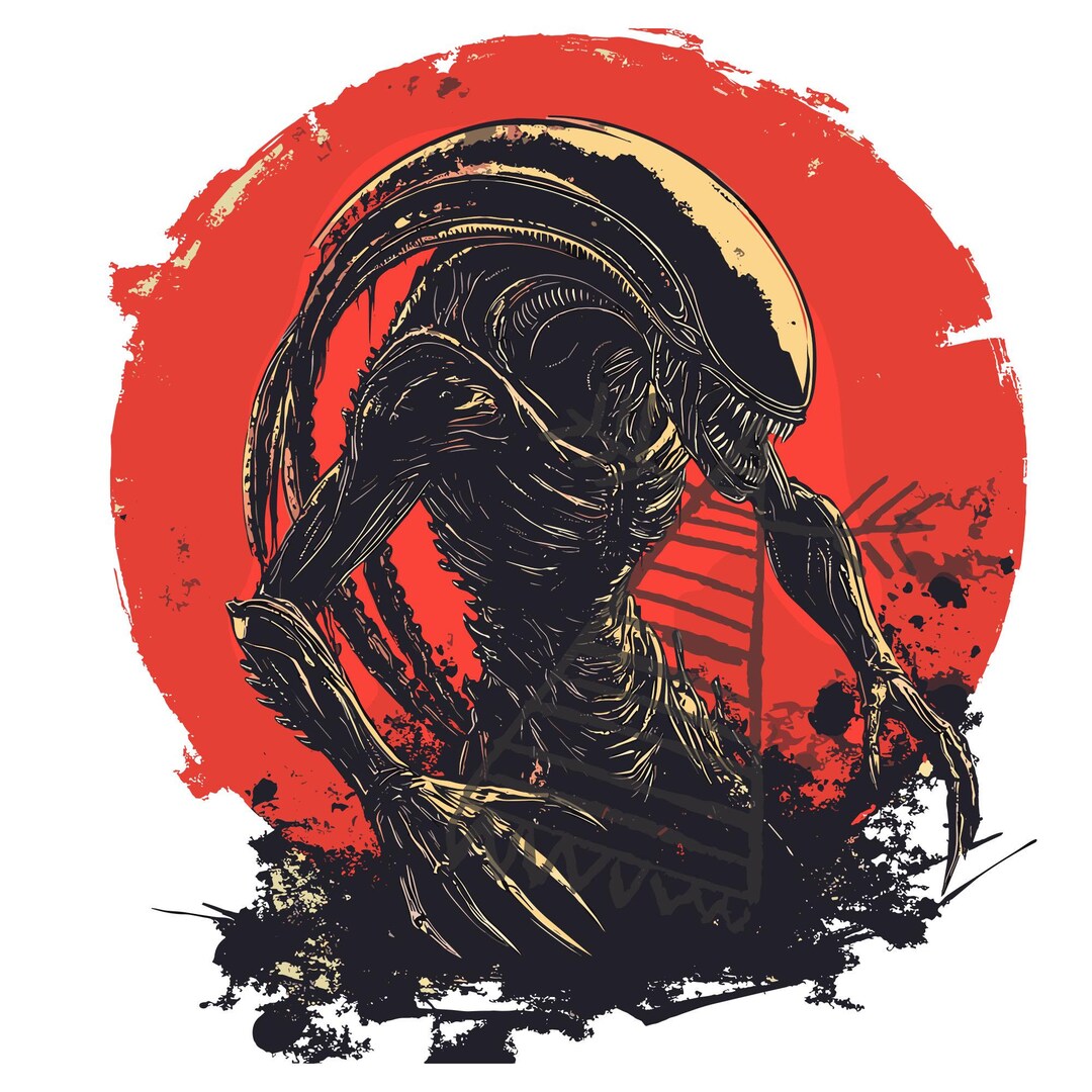 Dark Alien Xenomorph SVG Sci-fi Horror Illustration PNG, PSD Digital ...