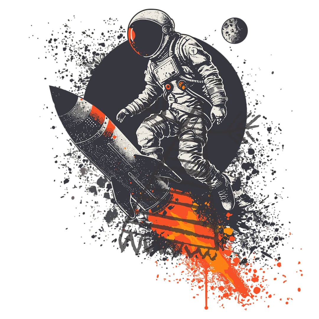 Spaceman Rocket SVG | Astronaut Exploration PNG, PSD Digital File ...