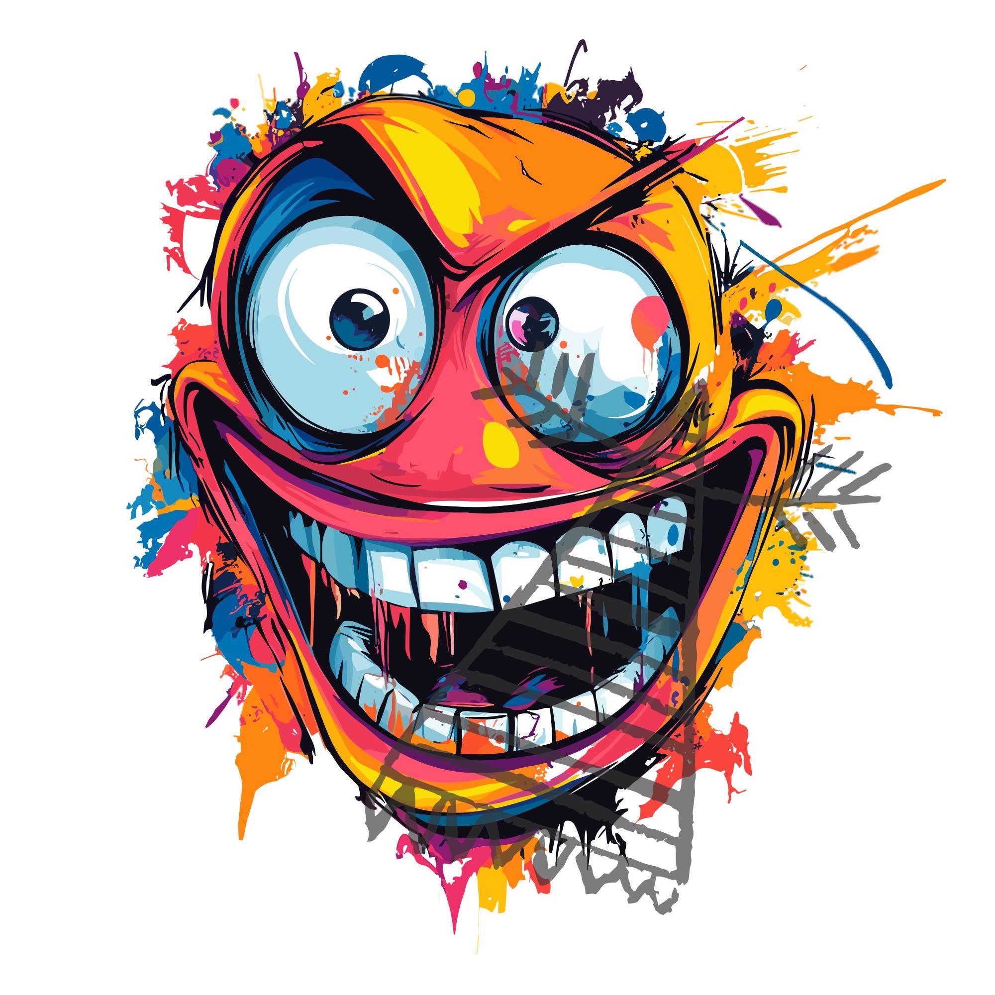 Colorful Crazy Smiley Face Illustration: SVG, PNG, PSD (digital