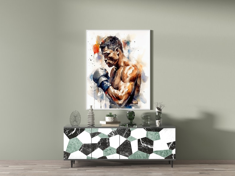 Watercolor Boxing Wall Art Iconic Boxing Gloves Ready to Etsy