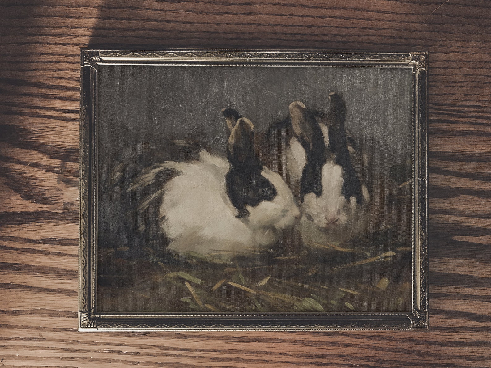 Vintage art print rabbit wall art rabbit painting farm Etsy