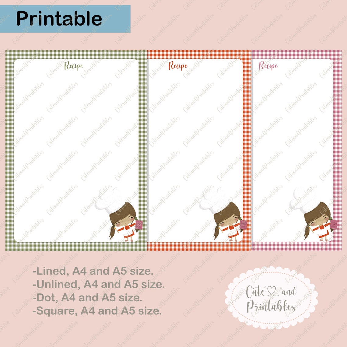 Printable Recipe Paper Printable Recipe Binder Kit Printable - Etsy