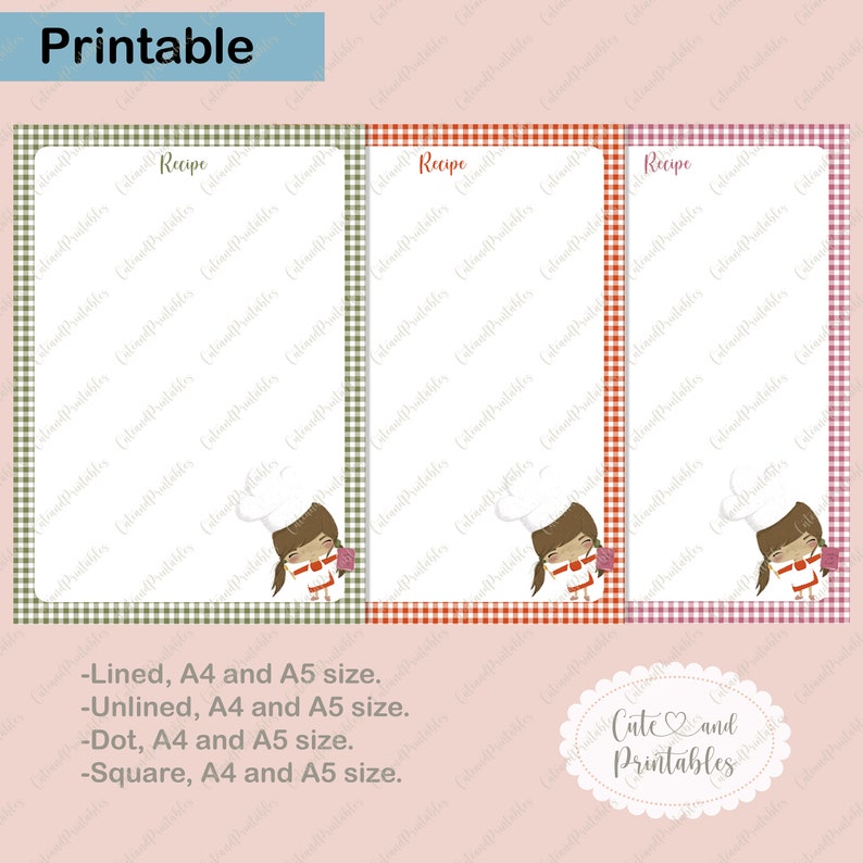 Printable recipe paper printable recipe binder kit printable | Etsy