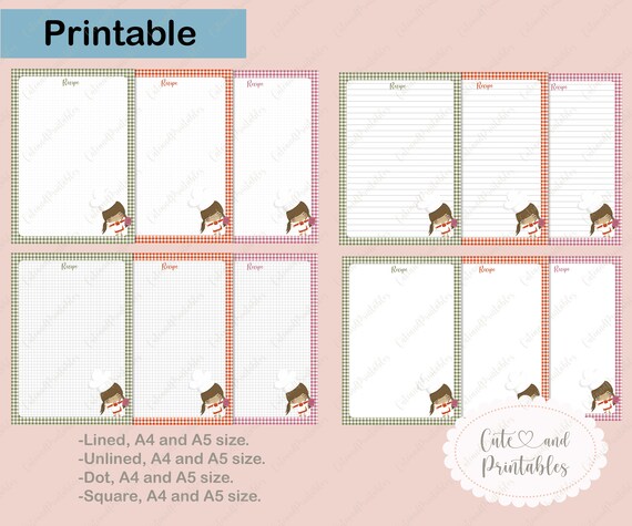 Printable Recipe Paper Printable Recipe Binder Kit Printable - Etsy