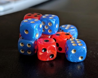Set Di 6 Dadi D6 Da 15 Mm, Colore Blu Nebbia Oro, Dice & Games LTD - Nuovo - Foto 4
