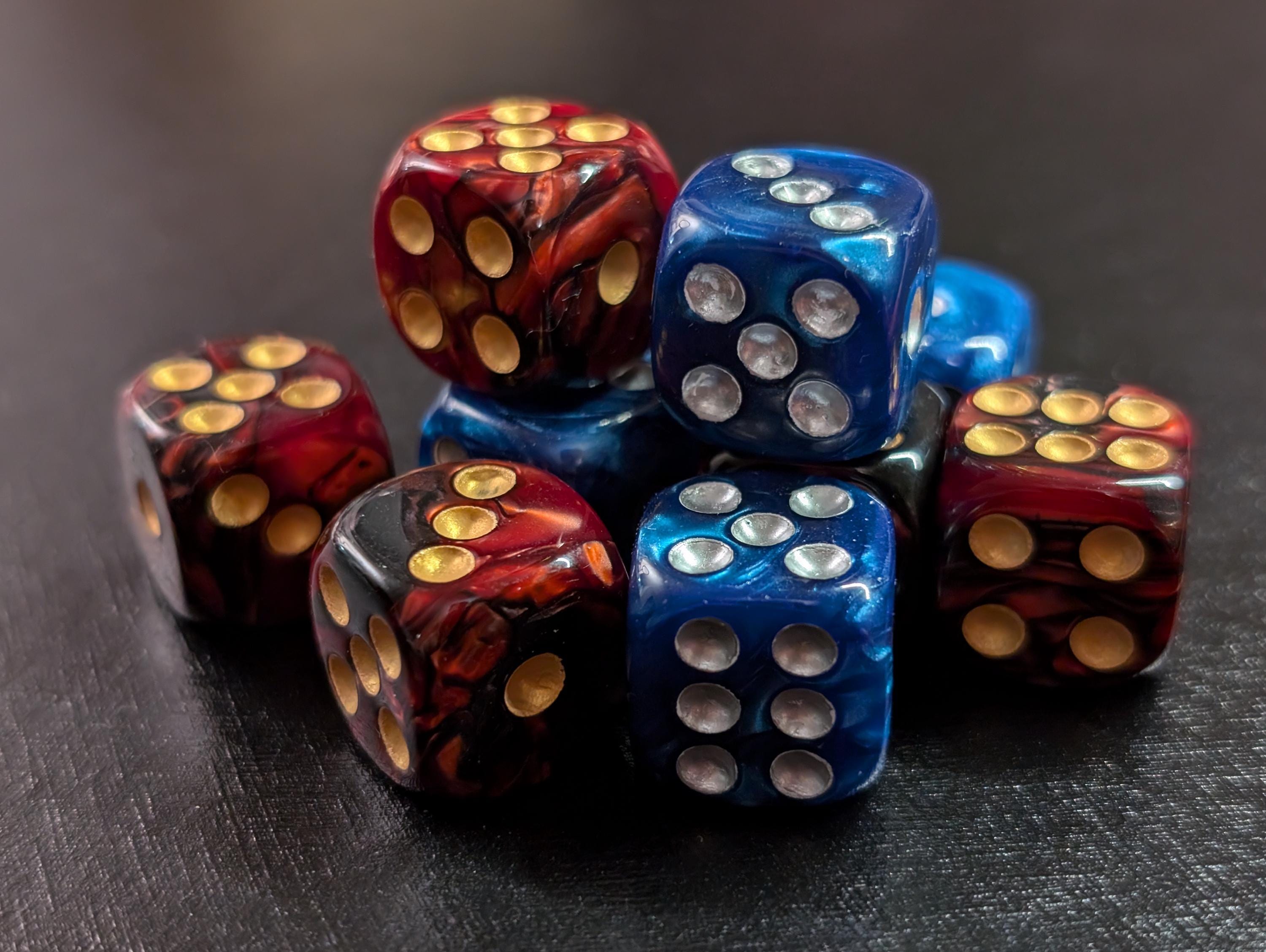 36-Piece Multicolor Crystal Dice Set - 16mm Casino Style In 6 Colors (Yellow, Blue, Orange, Red, Green, Purple)