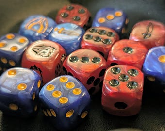 War of the Ring Battle Dice 16mm Blue Gold Red Black 10 pcs