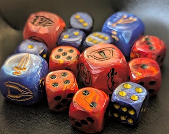 War of the Ring Battle Dice 12mm Blue Gold Red Black 10 pcs