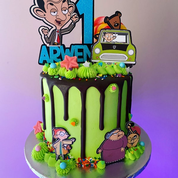 Mr Bean Themed Cake Topper Set! Birthday / Personalised / Custom / Decoration / Party / Mrs Wicket