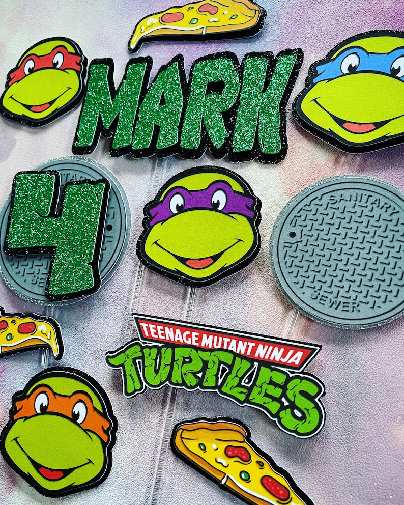 Ninja Turtles Personalised Cake Topper Custom Birthday TMNT image 3