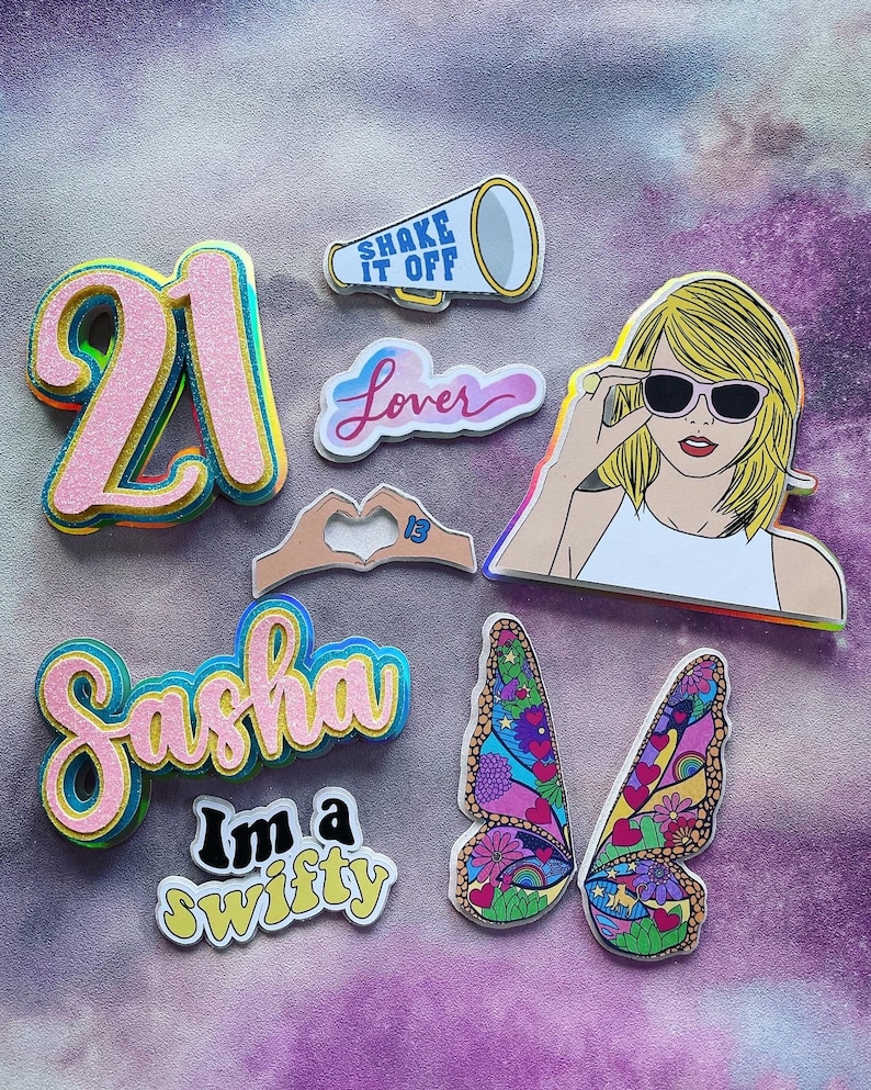 Taylor Swift Cake Topper Set Birthday / Personalised / Custom / Decoration / Party image 4