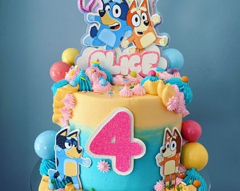 Bluey Themed Cake Topper Set! In Pink … Bingo / Cartoon / Birthday / Personalised / Custom / Decoration / Party