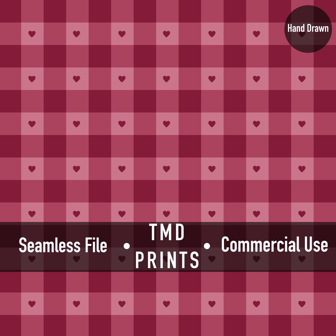 Pink Gingham Heart Seamless Pattern • Valentine Digital Paper (300 DPI ...