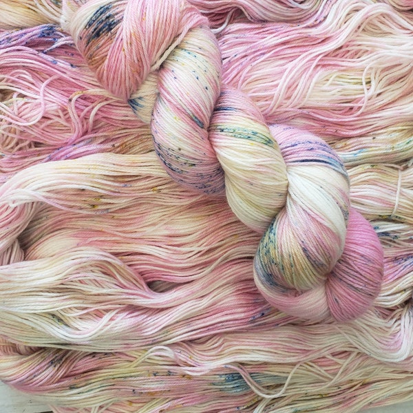 Finch Cotton Candy Popcorn- Hand Dyed Yarn, Cashmere Fingering Weight, Speckle Yarn, Superwash Sock Merino Wool Blend