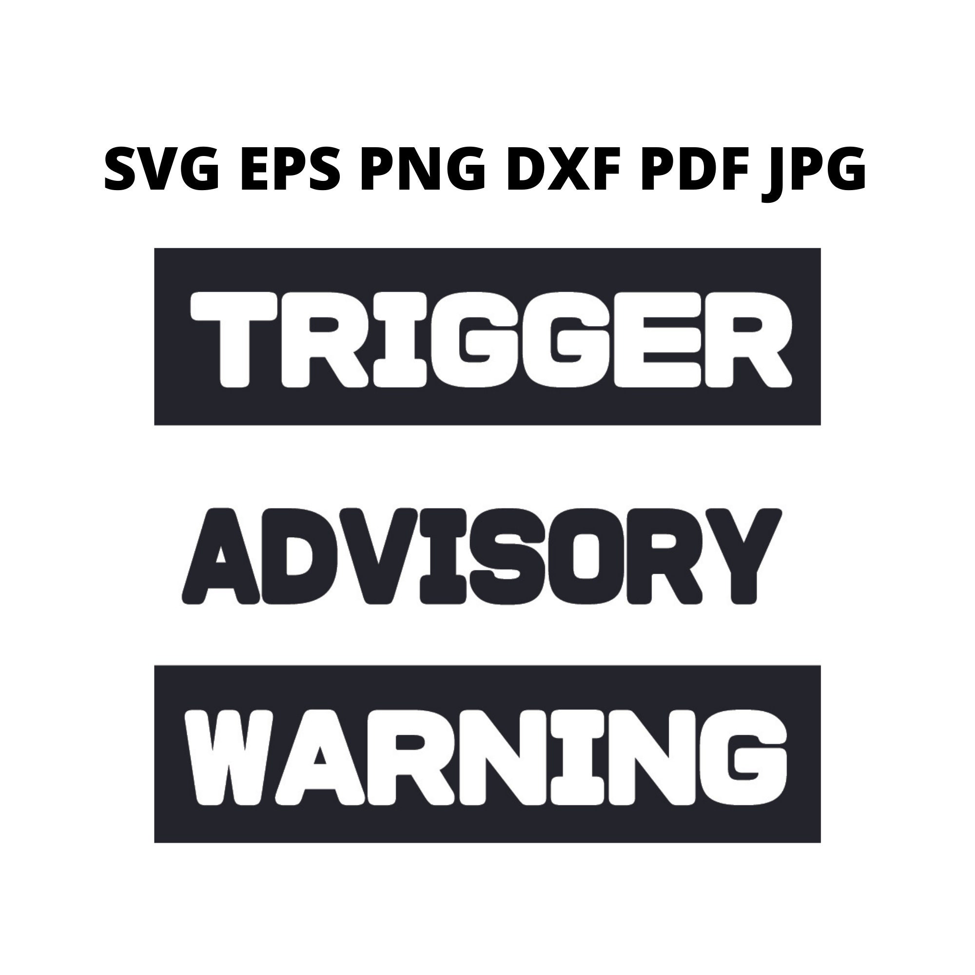 Black & White Trigger Warning SVG Clipart Jpg Digital Etsy