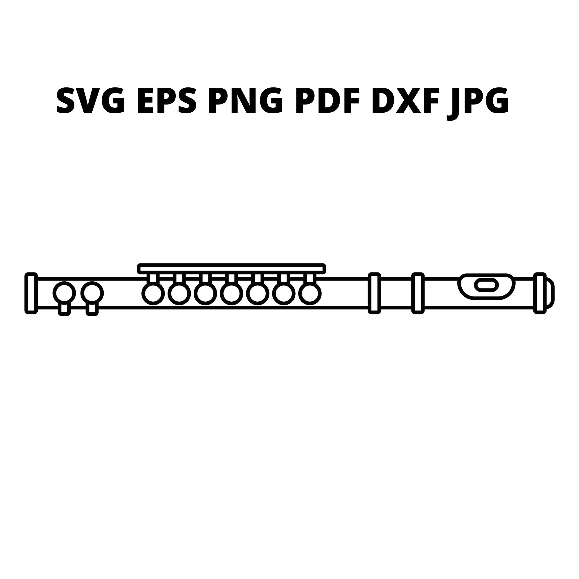 Black and White Flute SVG Clipart Band Instrument Jpg Image Etsy Israel
