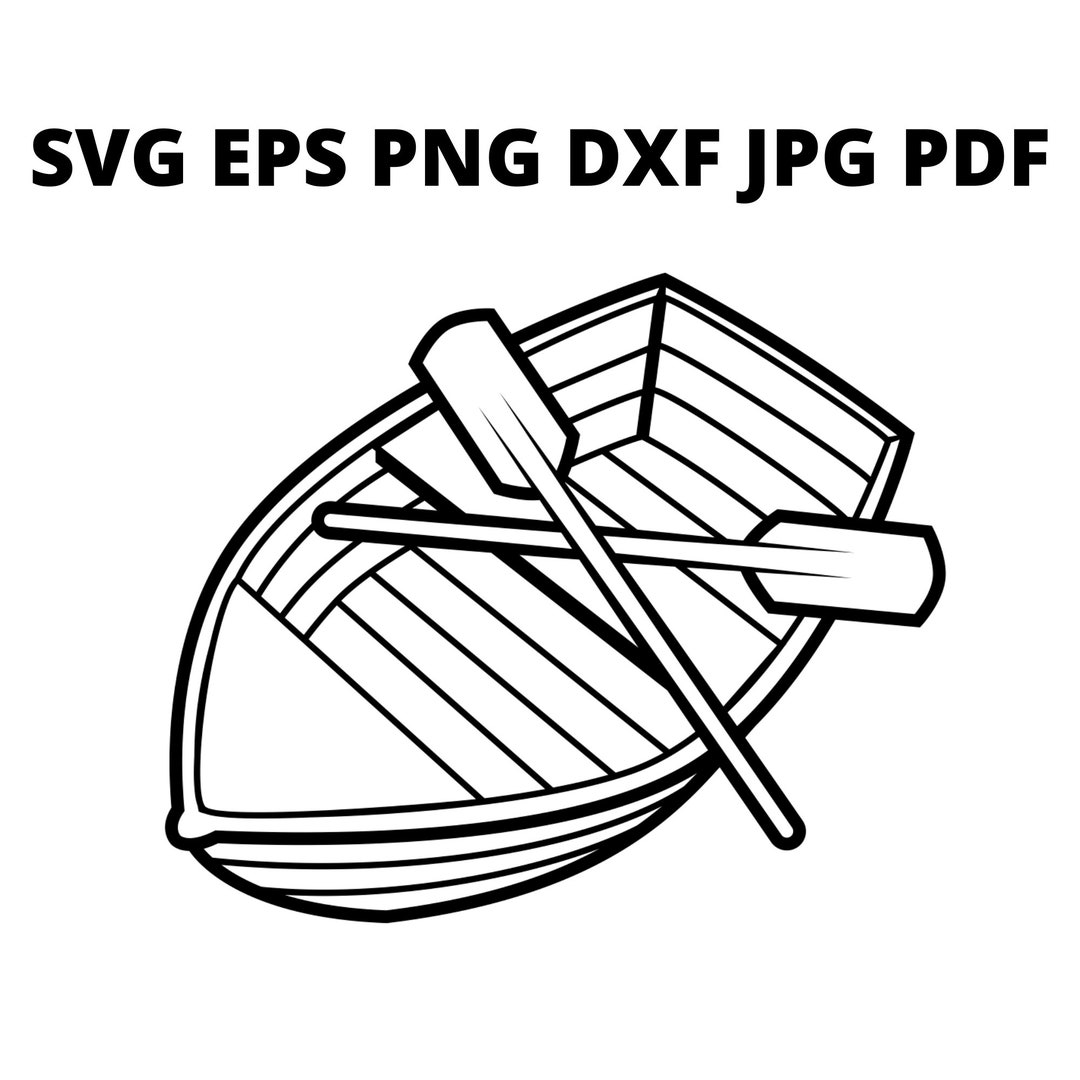 Black And White Paddle Boat SVG Clipart Wooden Ship Digital, 42 OFF