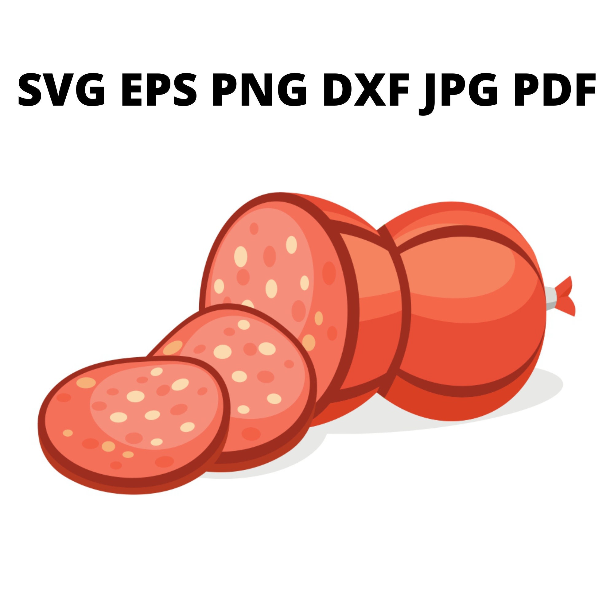 Salami Slices Drawing SVG Clipart Sausage Image Digital Etsy Australia