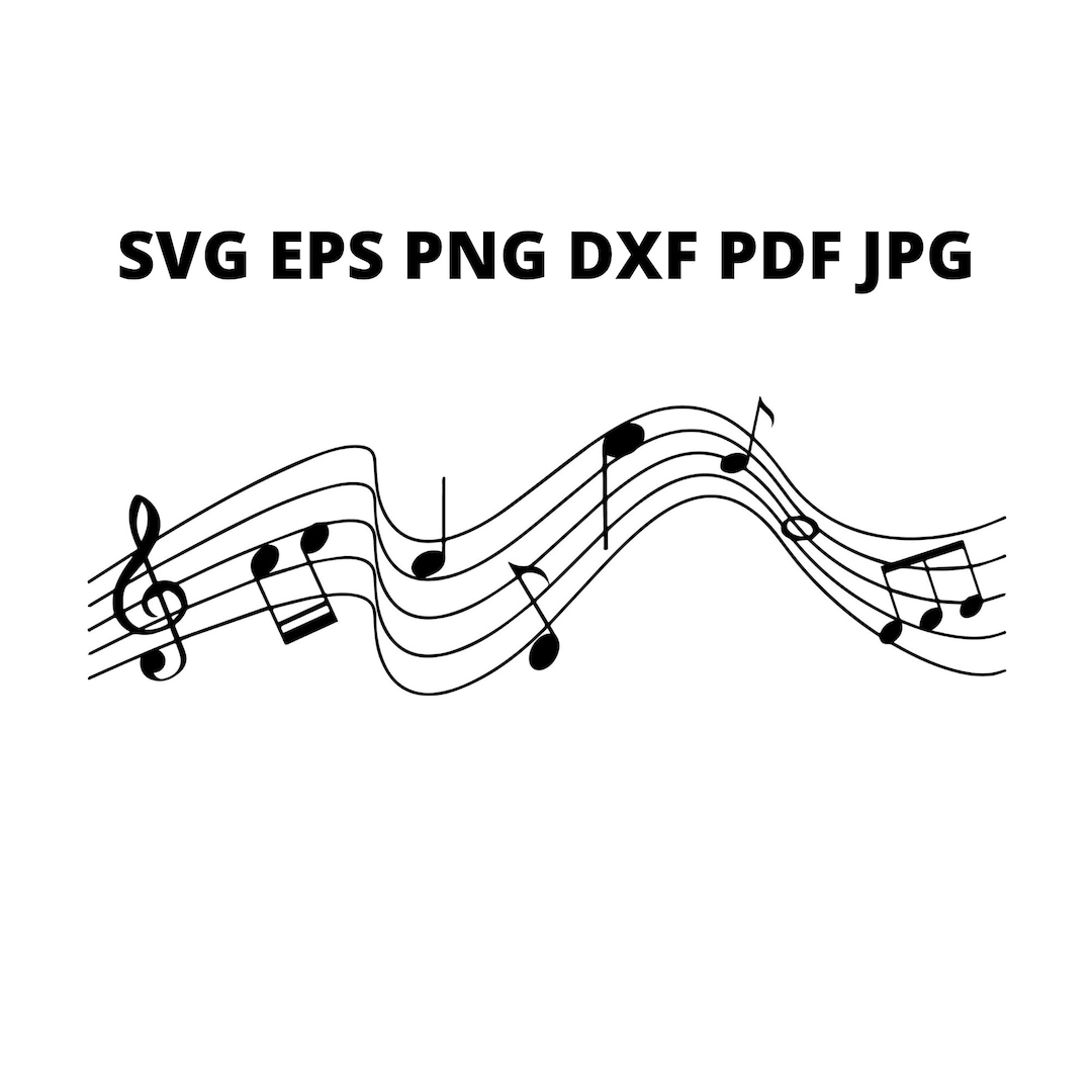 Black and White Music Notes Sheet SVG Clipart, Guitar Teacher Jpg