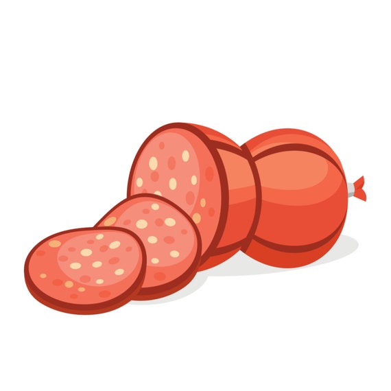 Salami Slices Drawing SVG Clipart, Sausage Image Digital Download, Butchery  Logo Eps Png Dxf Printable, Meaty Food Vector Files - Etsy New Zealand