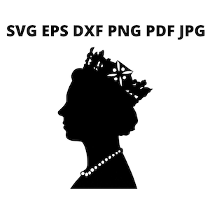 Black Queens Elizabeth SVG Head Clipart, Queen Elizabeth Memorial Silhouette Printable Download, Queen Of England SVG