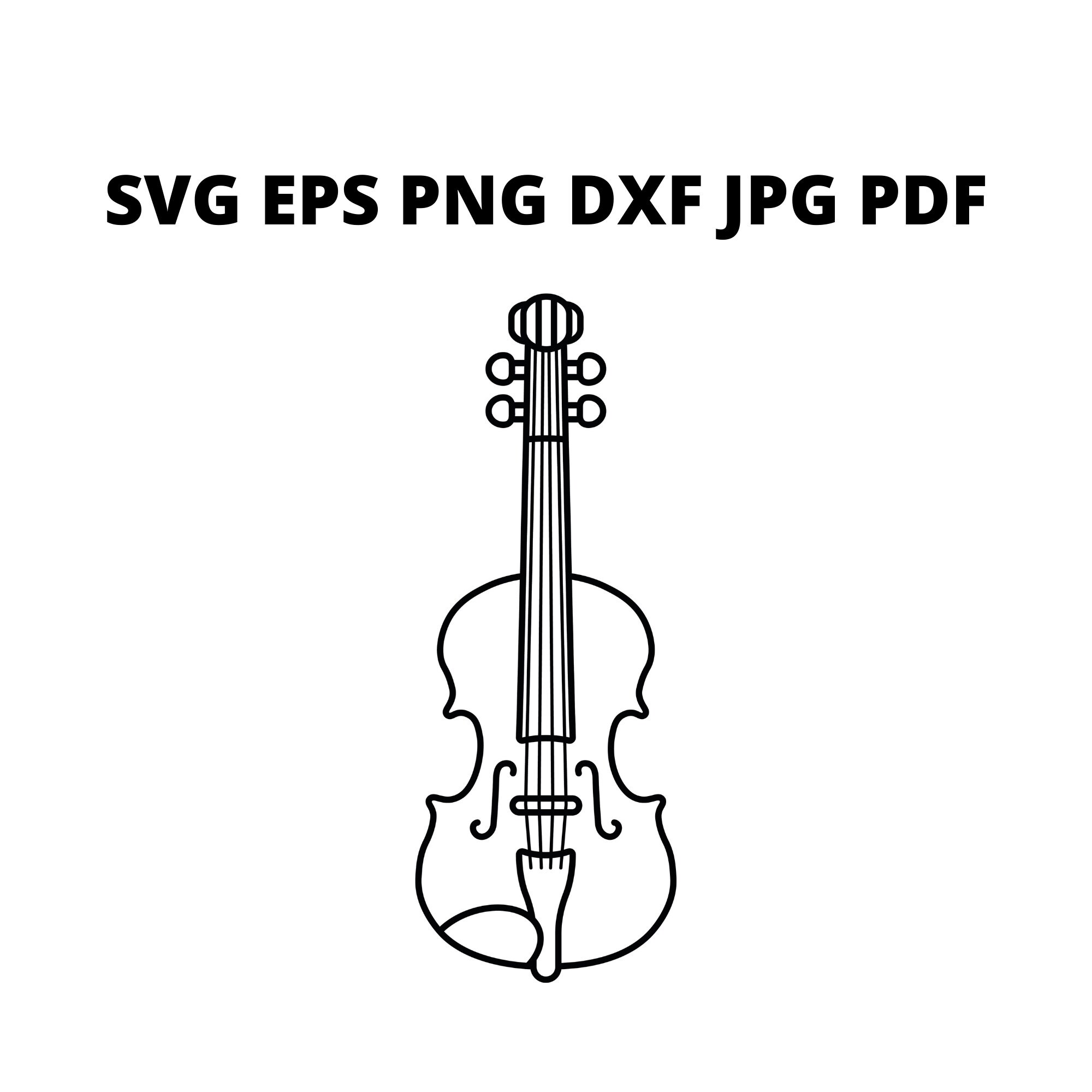 Violín en blanco y negro SVG Clipart Instrumento musical Jpg Etsy España