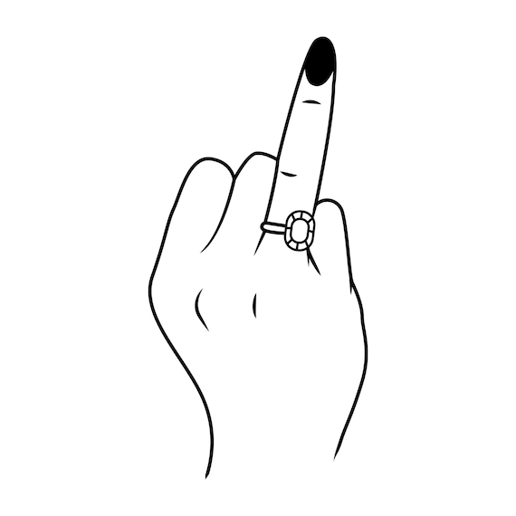 Black White Wedding Ring Finger SVG Clipart, Rude Ring Finger Image Digital  Download, Ring Finger Silhouette Eps Png Dxf Vector File