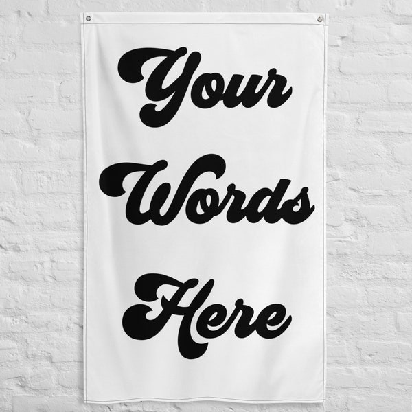 Birthday Personalized Words Banner, Anniversary Custom Words Vertical Hang Tapestry, Wedding Your Quote Easy Hang Flag