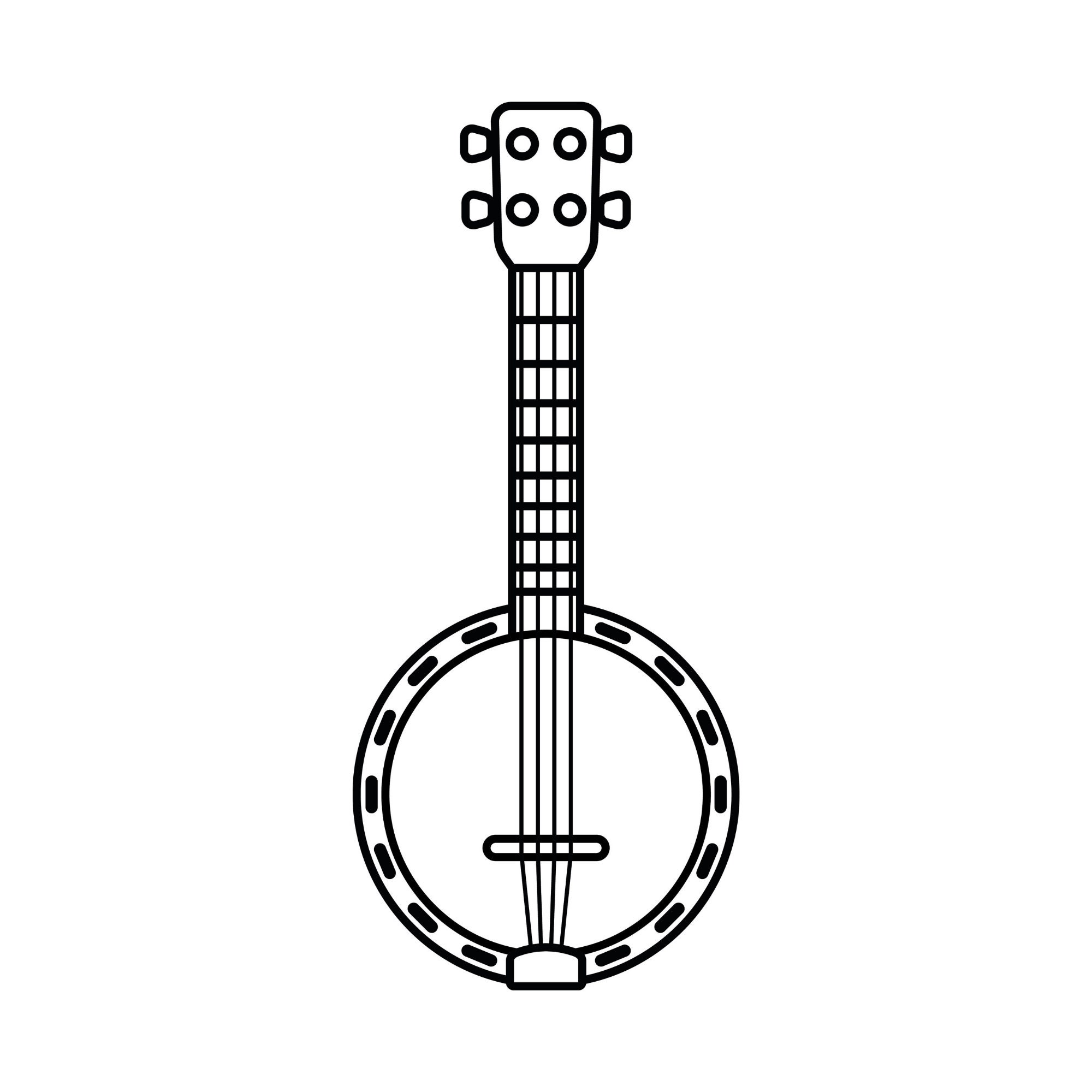 Black and White Banjo Silhouette SVG Clipart Musical Etsy Canada