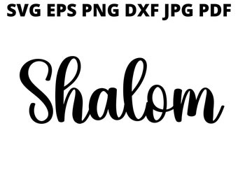 Shalom SVG Clipart, Jewish Sign Jpg Digital Download, Jew Greeting Eps Png Dxf Printable, Hebrew Word Pdf Vector File